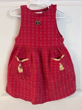 Oshkosh Vintage Made in USA Toddler Girls Jumper Dress Red 3T